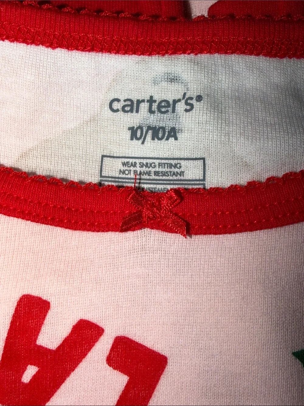 Carter's Pink Christmas Santa & Reindeer Pajama Set